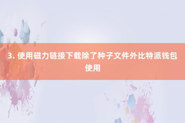 3. 使用磁力链接下载除了种子文件外比特派钱包使用