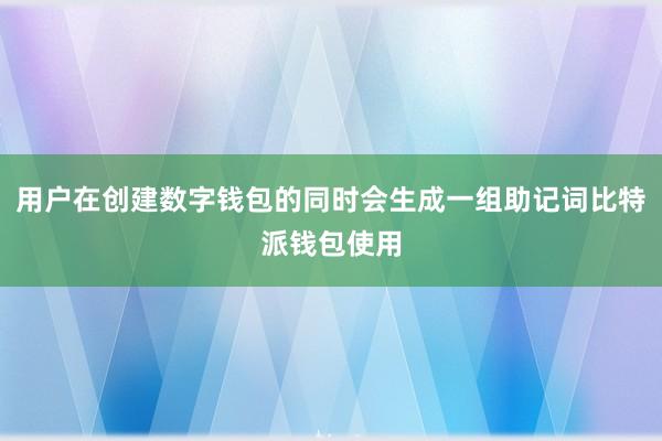 用户在创建数字钱包的同时会生成一组助记词比特派钱包使用