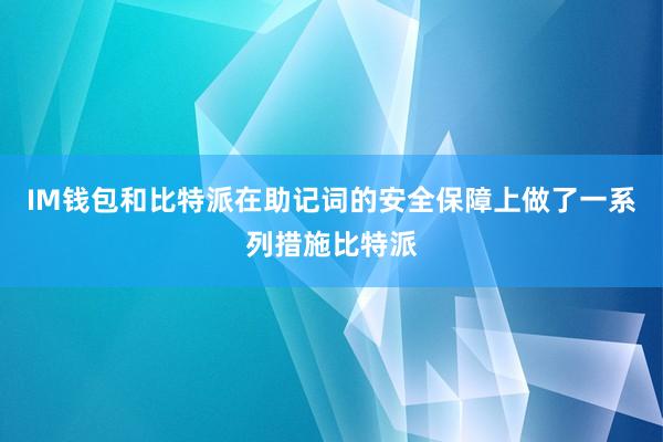 IM钱包和比特派在助记词的安全保障上做了一系列措施比特派